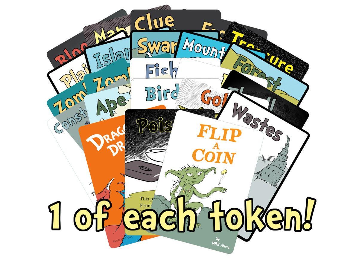 Whimsical Token Pack, Full set of 100 whimsical tokens, counters, reminders
