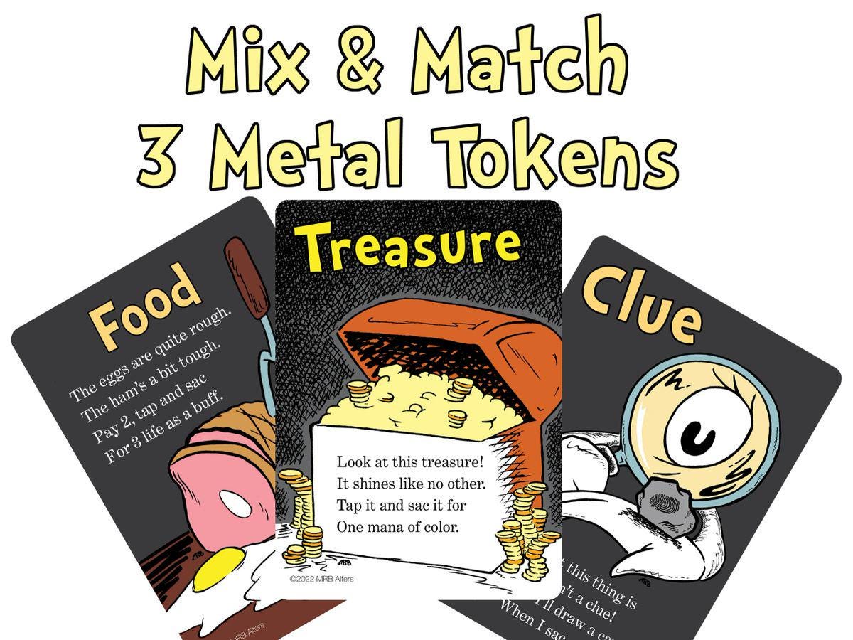 Mix and Match 3 Metal Whimsical tokens: Printed on Aluminum