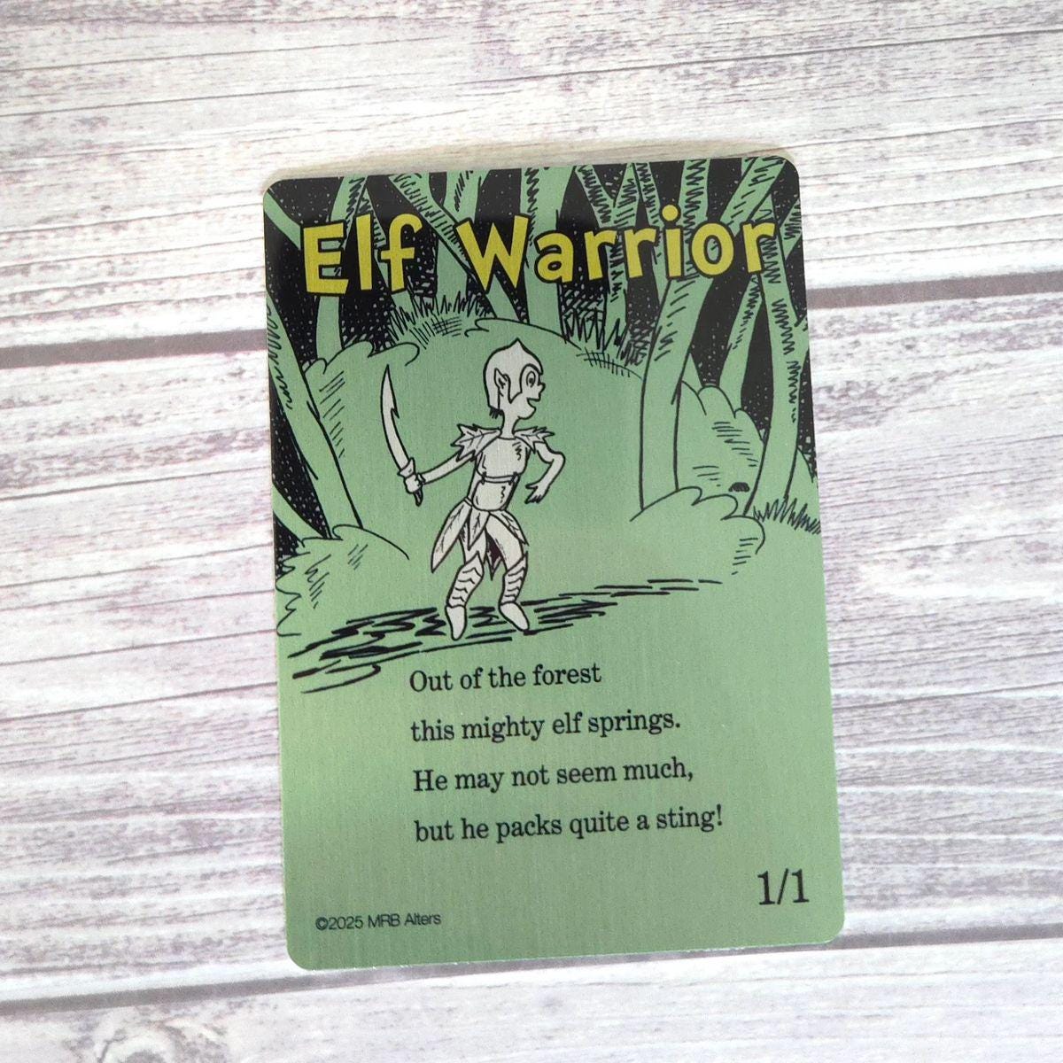 Metal Whimsical Elf Warrior token: Printed on Aluminum