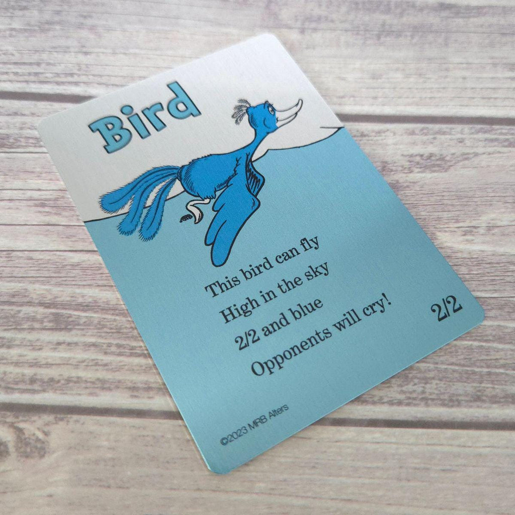Metal Whimsical blue 2/2 Bird token: Printed on Aluminum