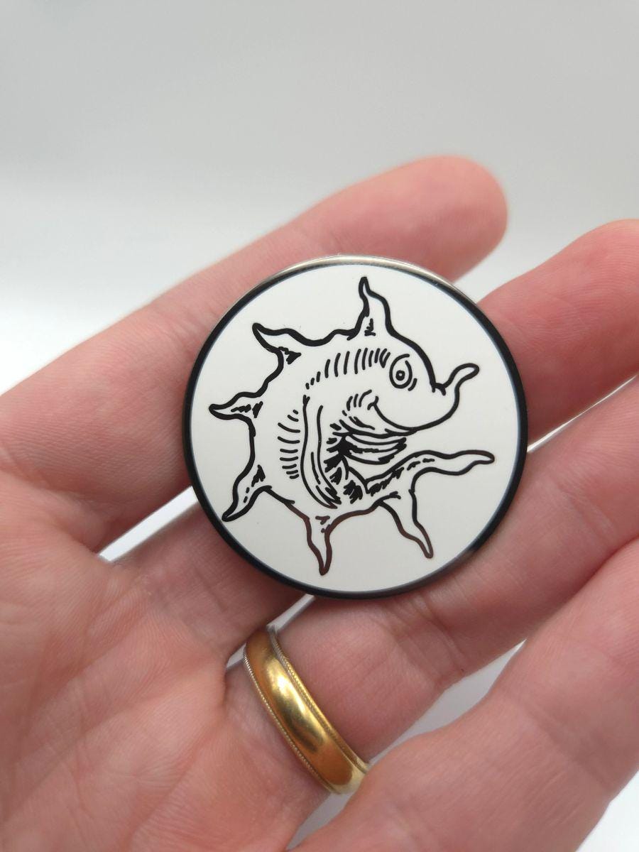 Whimsical White Mana Fish Hard Enamel Pin