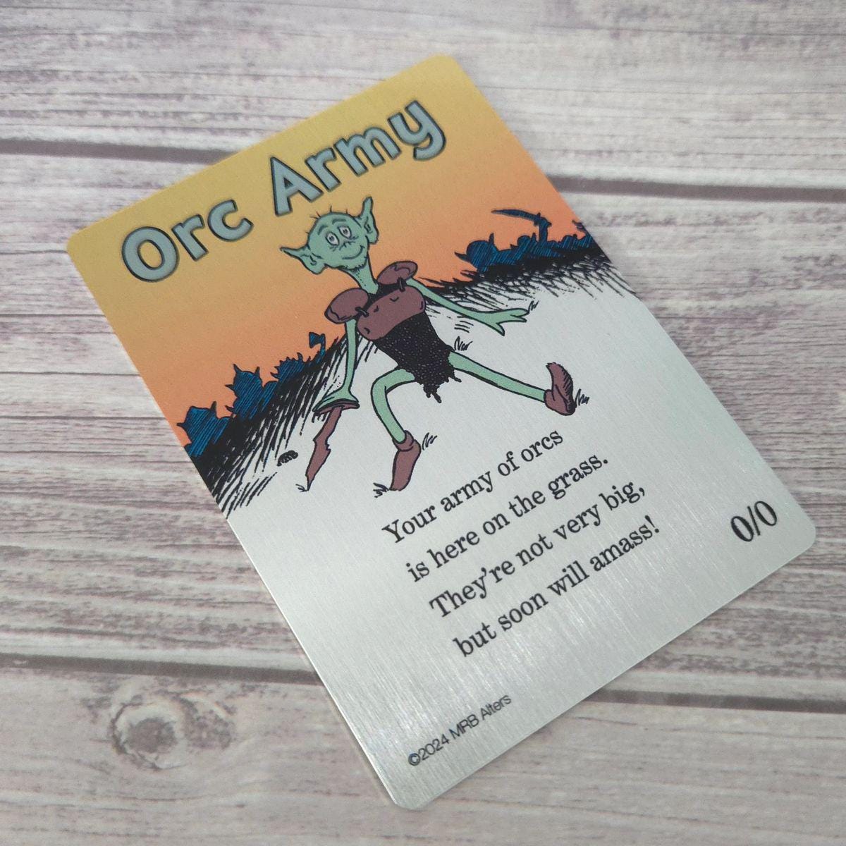 Metal Whimsical Orc Army token: Printed on Aluminum