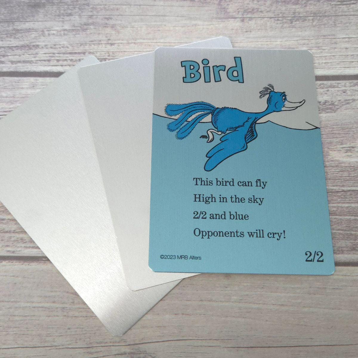 Metal Whimsical blue 2/2 Bird token: Printed on Aluminum