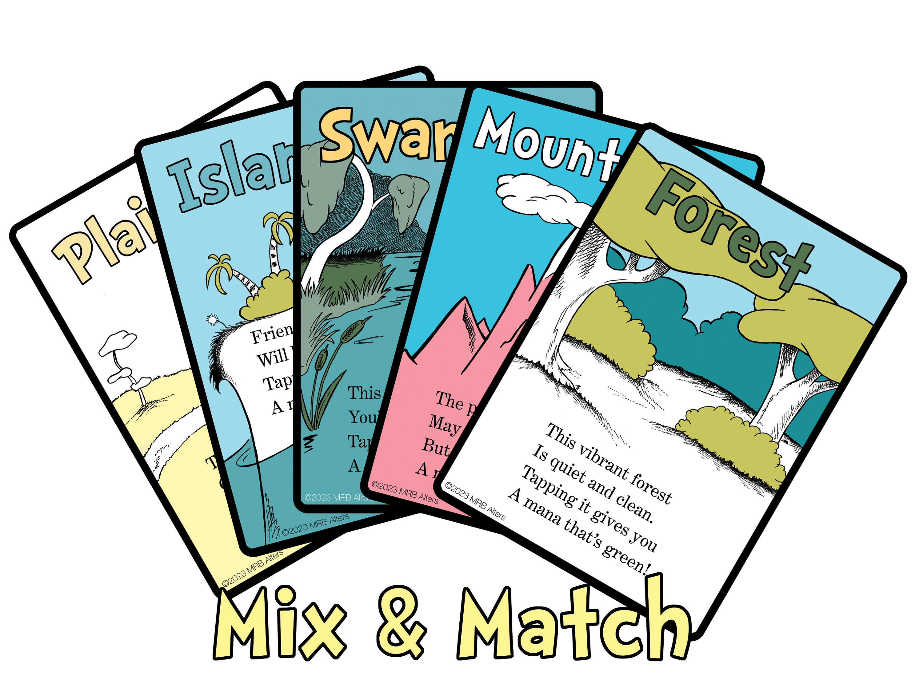 Mix and Match 15 Non-foil Whimsical tokens for MTG Illustrated by MRB Alters Printed on premium quality cardstock