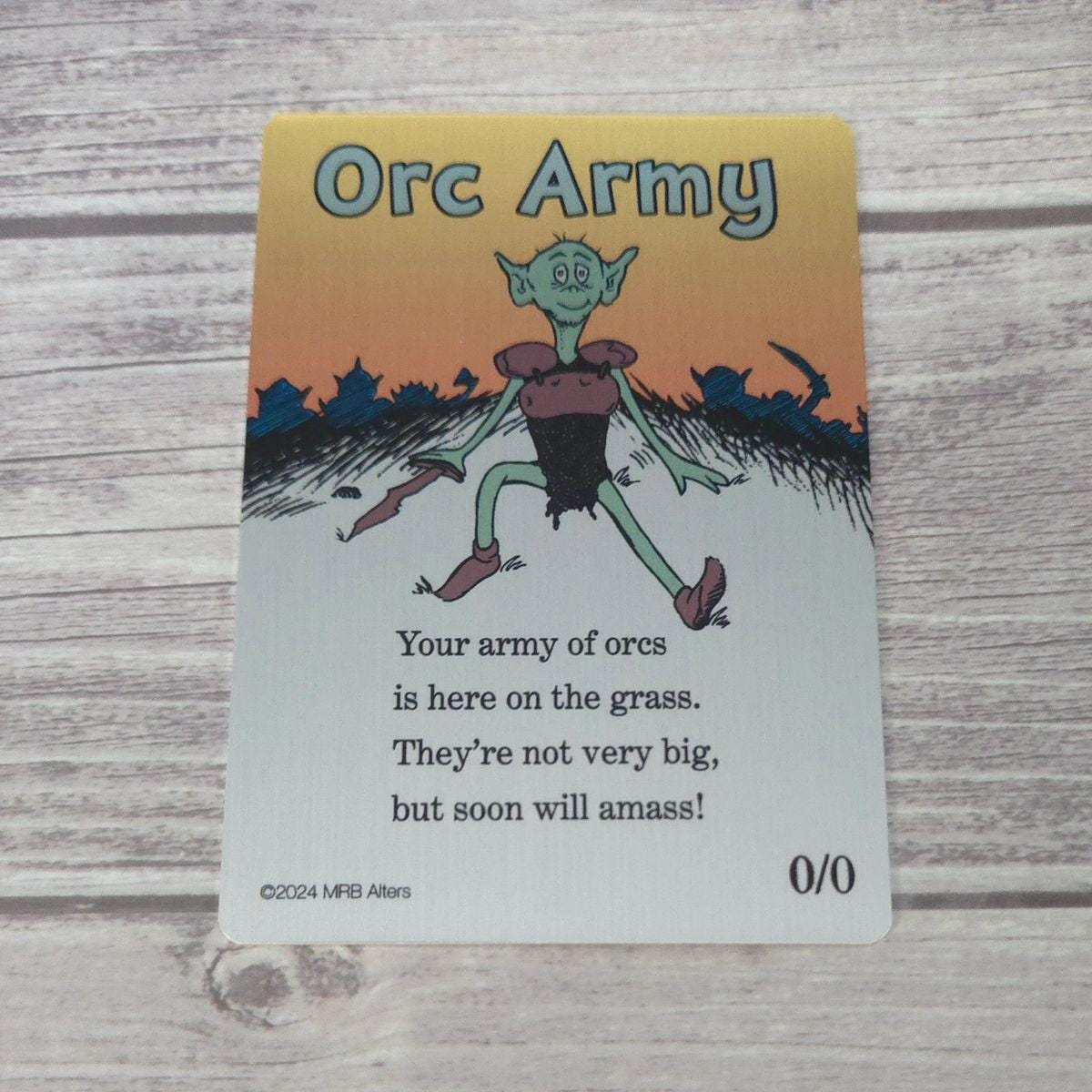 Metal Whimsical Orc Army token: Printed on Aluminum