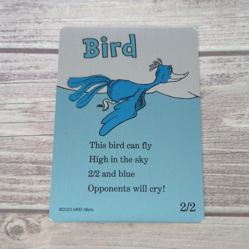 Metal Whimsical blue 2/2 Bird token: Printed on Aluminum
