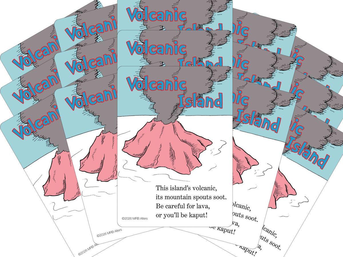 Whimsical Volcanic Island playtest card