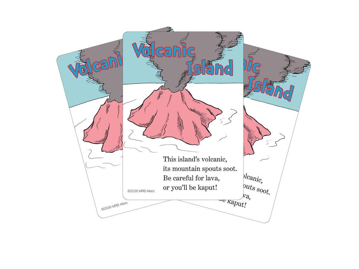 Whimsical Volcanic Island playtest card