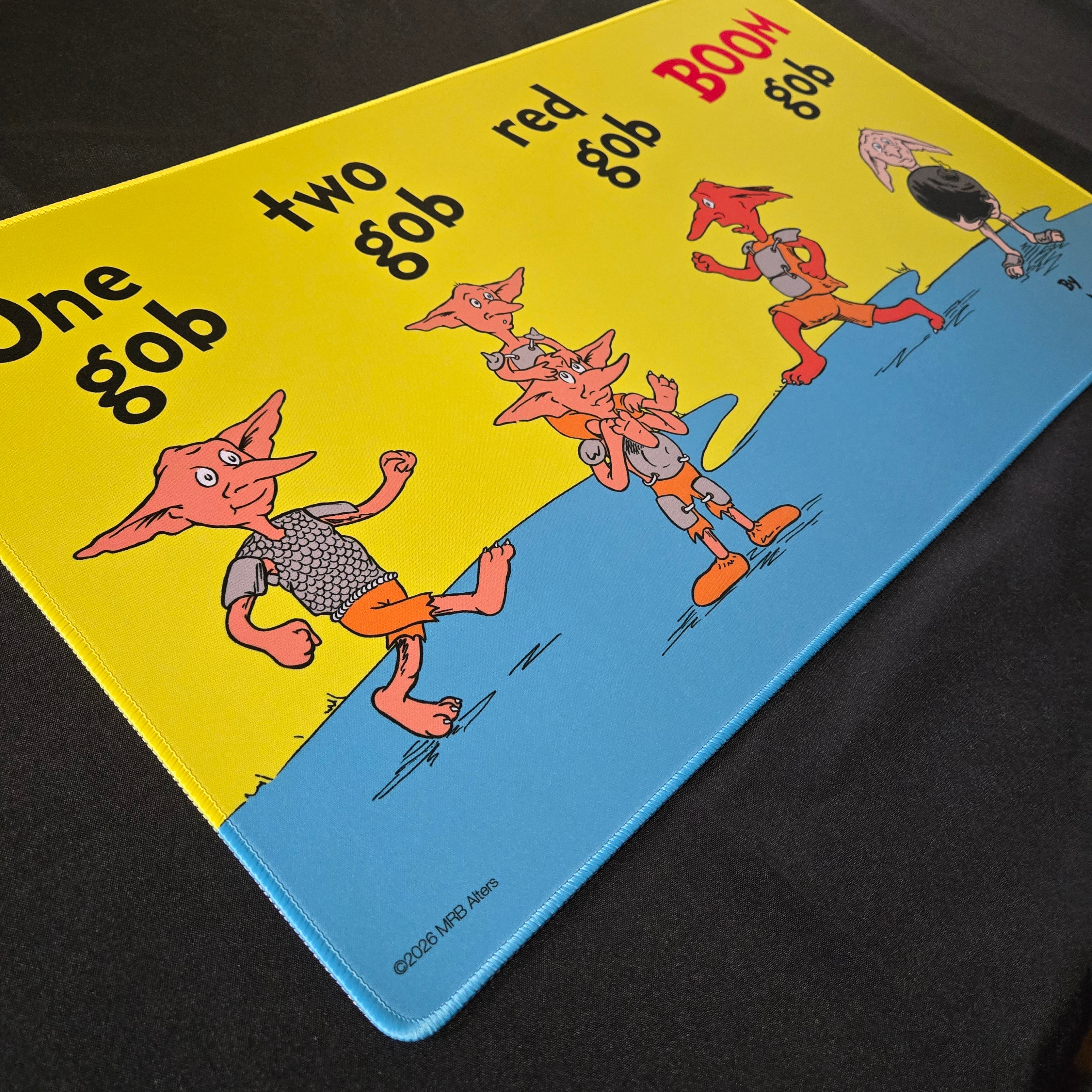 "One Gob Two Gob Red Gob Boom Gob" Whimsical Playmat