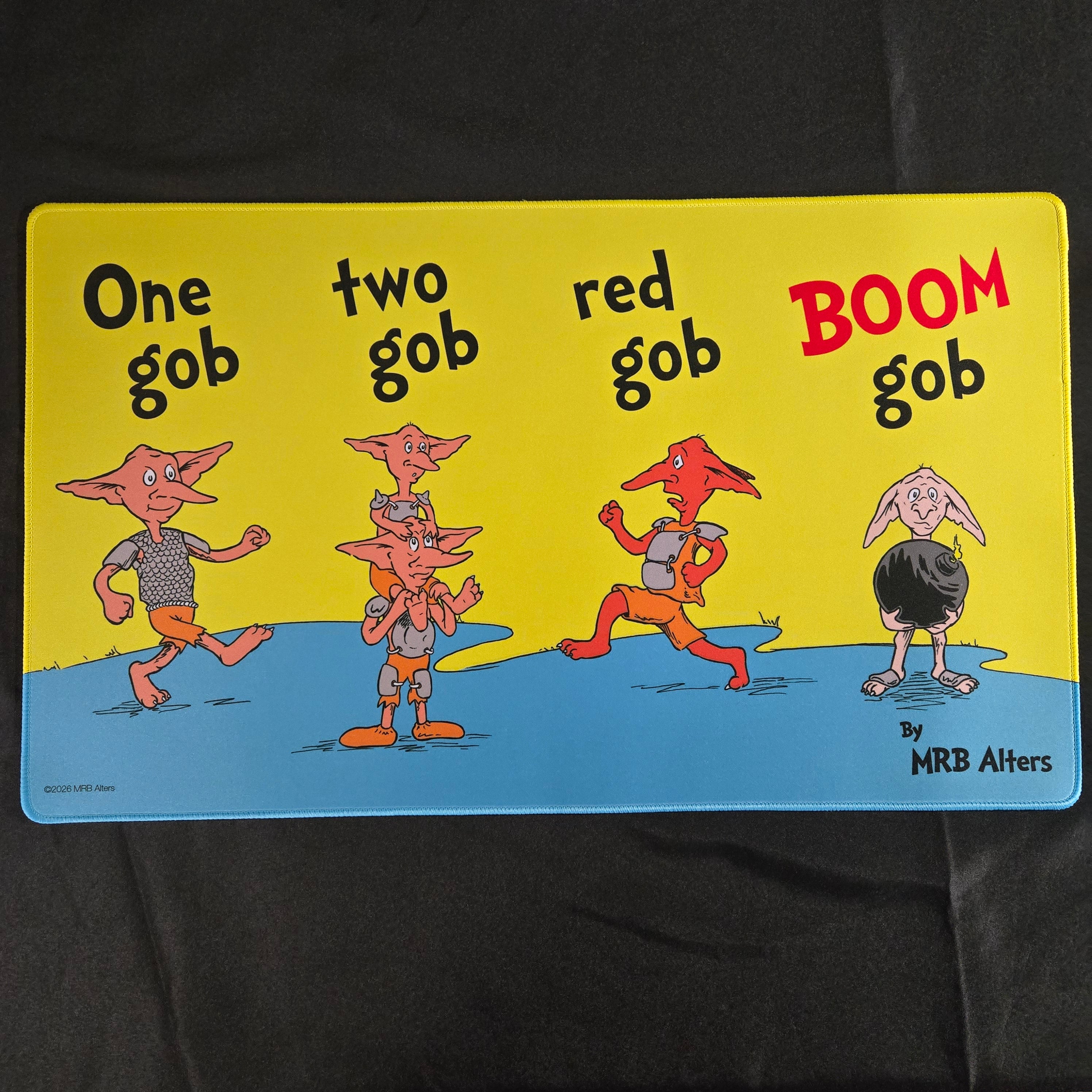 "One Gob Two Gob Red Gob Boom Gob" Whimsical Playmat